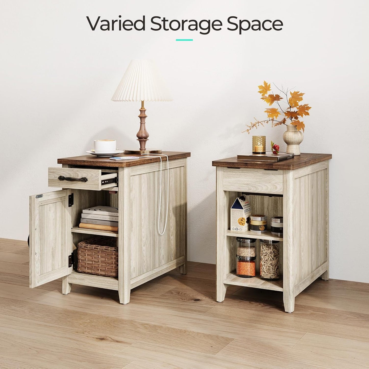 Farmhouse End Table Narrow Side Table Small Nightstand