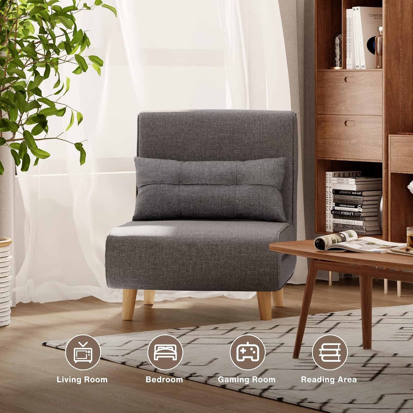 3-in-1 sleeper chair bed, convertible chair bed futon sofa with adjustable backrest