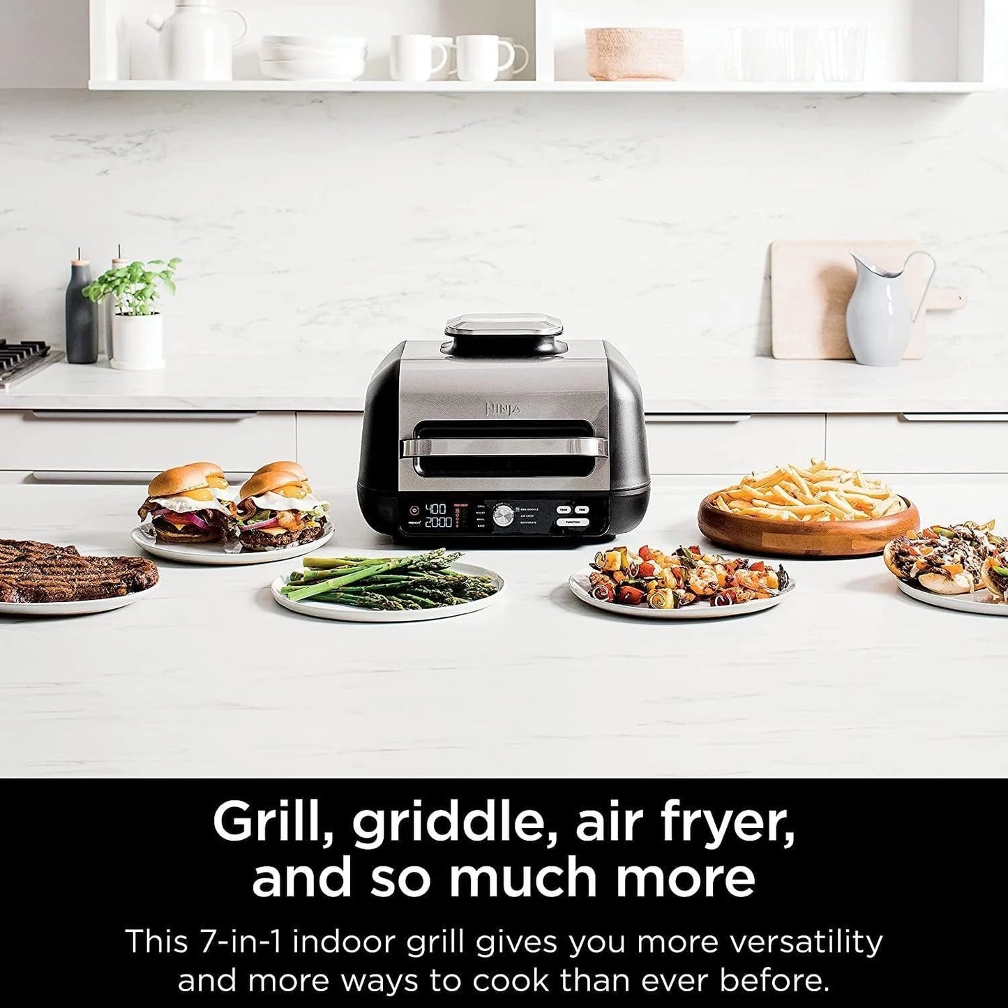 Ninja Foodi Smart XL 6-in-1 Indoor Grill with Air Fry, Bake, Roast, Broil, and Dehydrate, Smart Thermometer