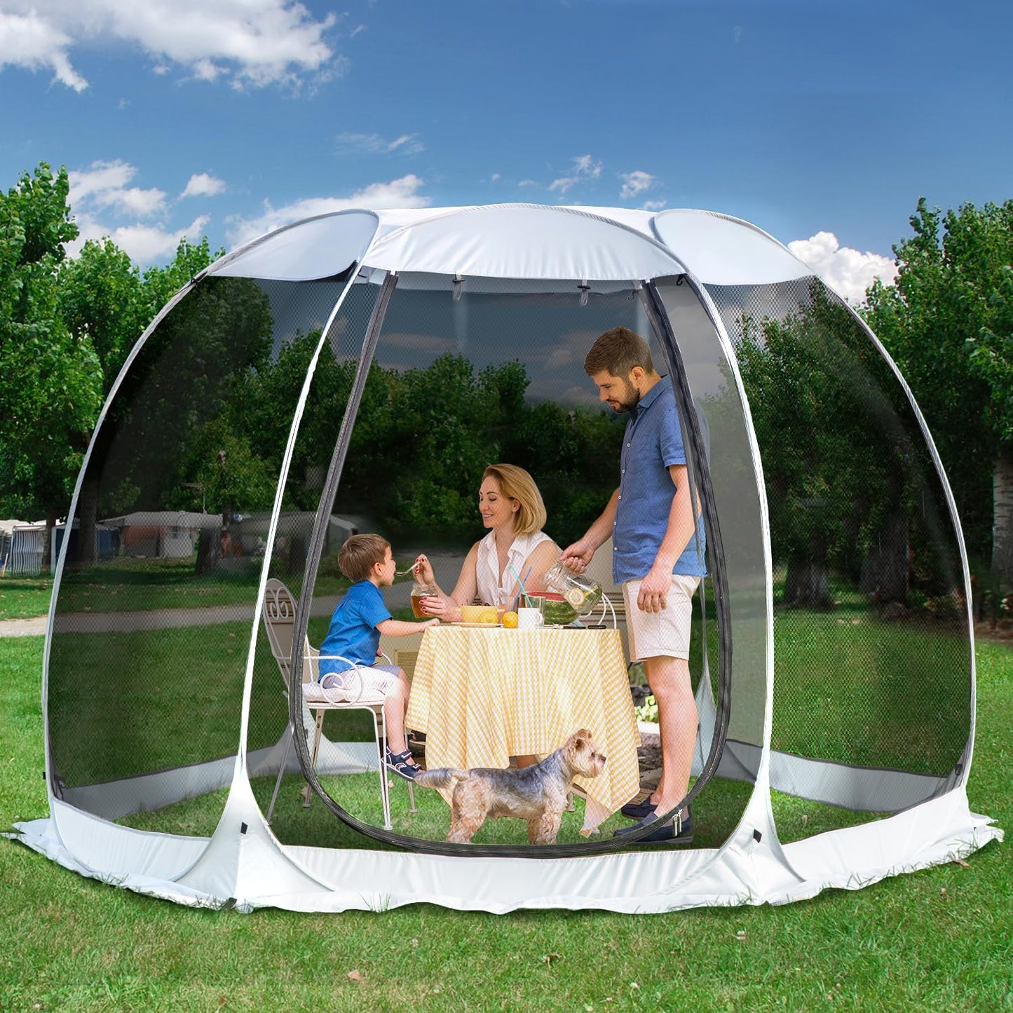 Screen gazebo, sleeps 6-10-15 people Igloo-style canopy tent with mosquito net on the sides Perfect for garden, patio, backyard