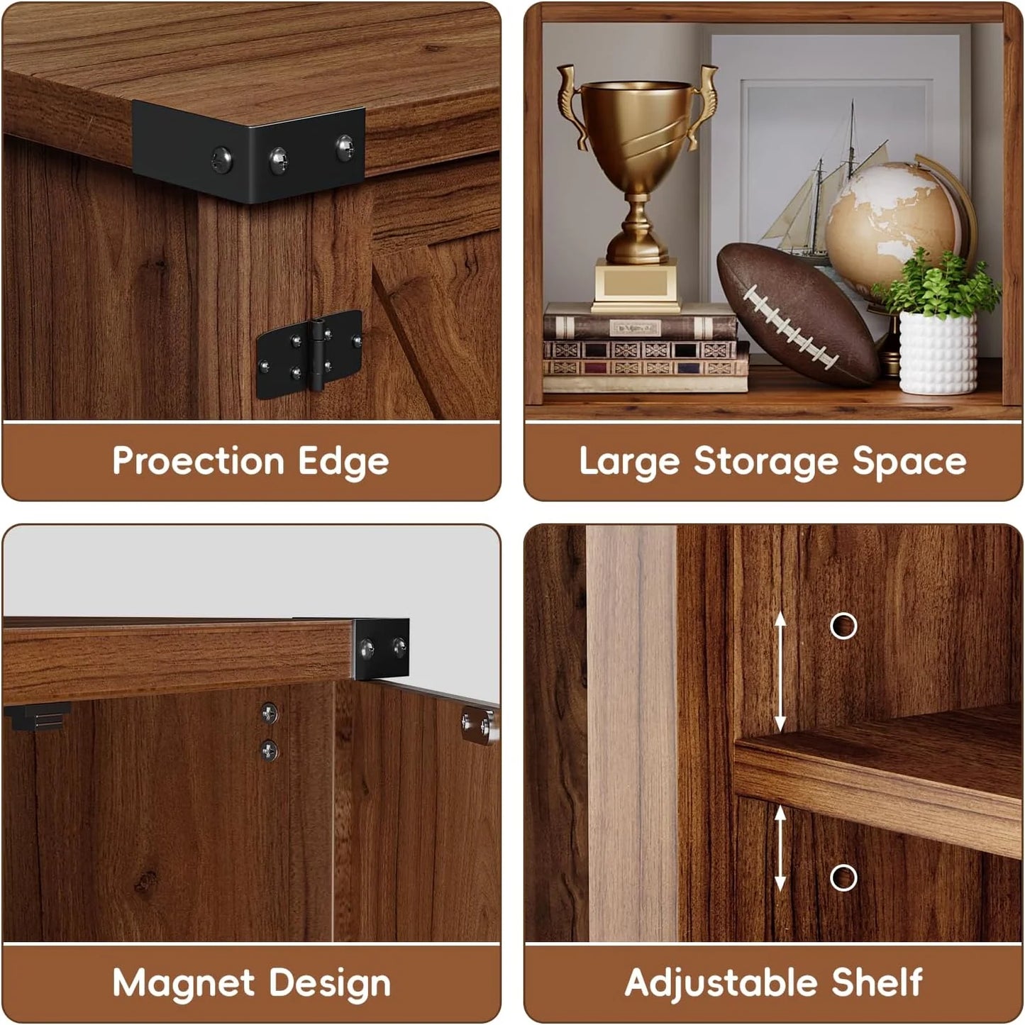 YESHOMY Fireplace TV Stand with Two Barn Doors and Storage Cabinets for Televisions up to 65+ Inch, Entertainment Center Console Table, Media Furniture for Living Room, 58 Inch