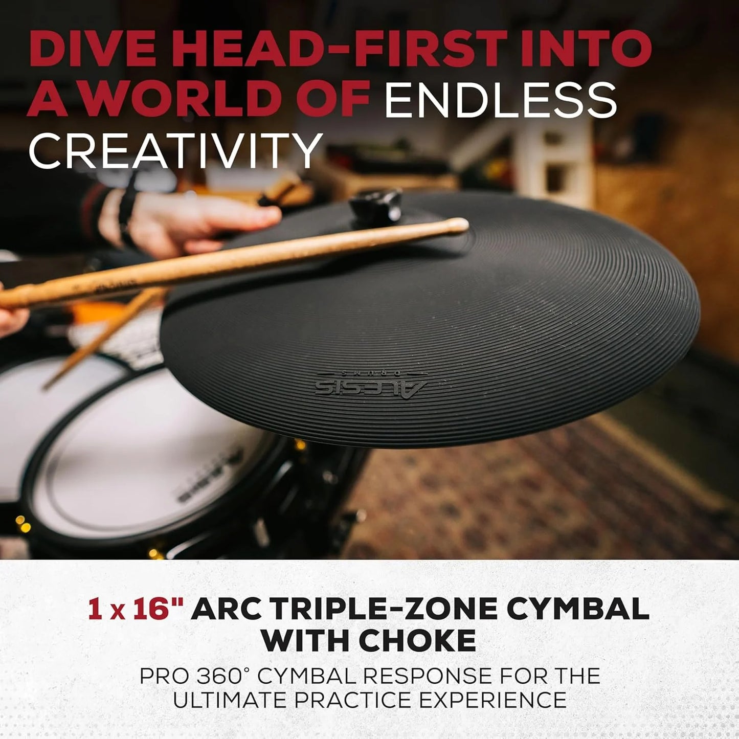 Alison Strata Prime Electronic Drum Set with Touch Screen Dual Area Grid Head