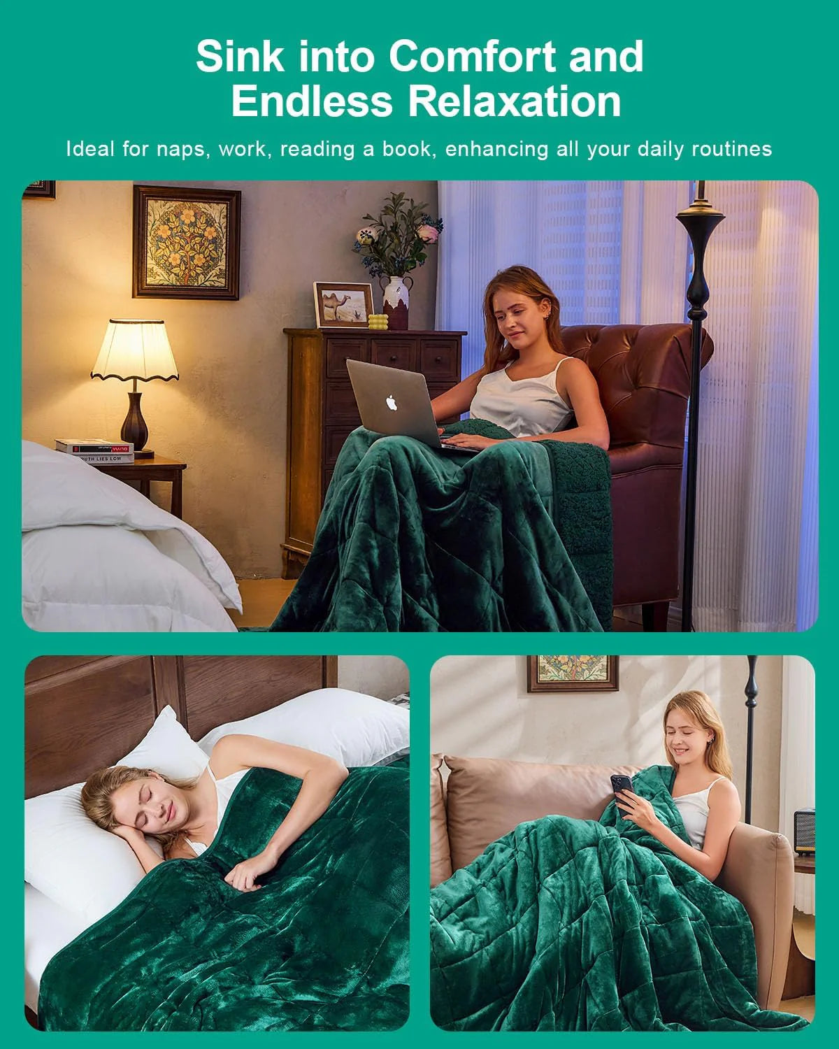 Sherpa Fleece Weighted Blanket 15 lbs 60"x 80"