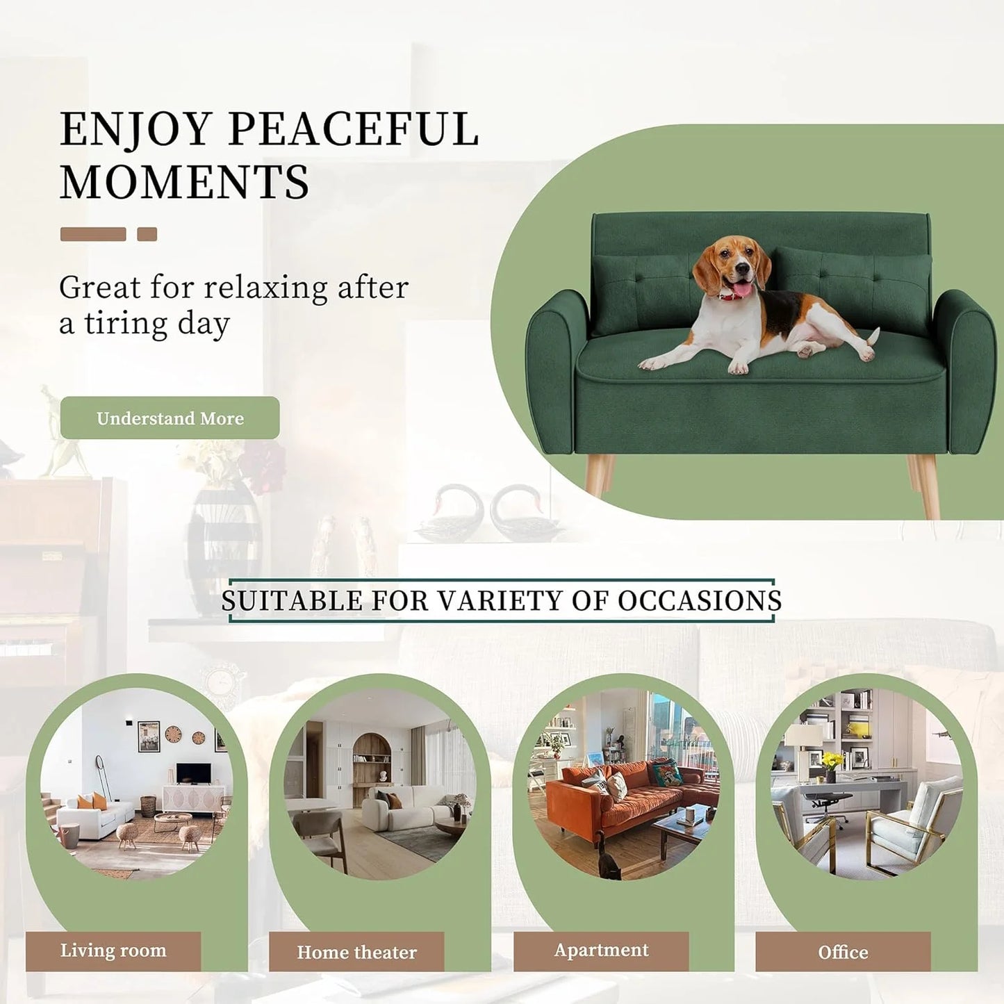 47" Small Modern Loveseat Sofa