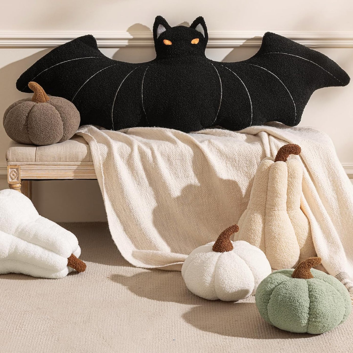 Teddy Fleece Pumpkin Throw Pillows