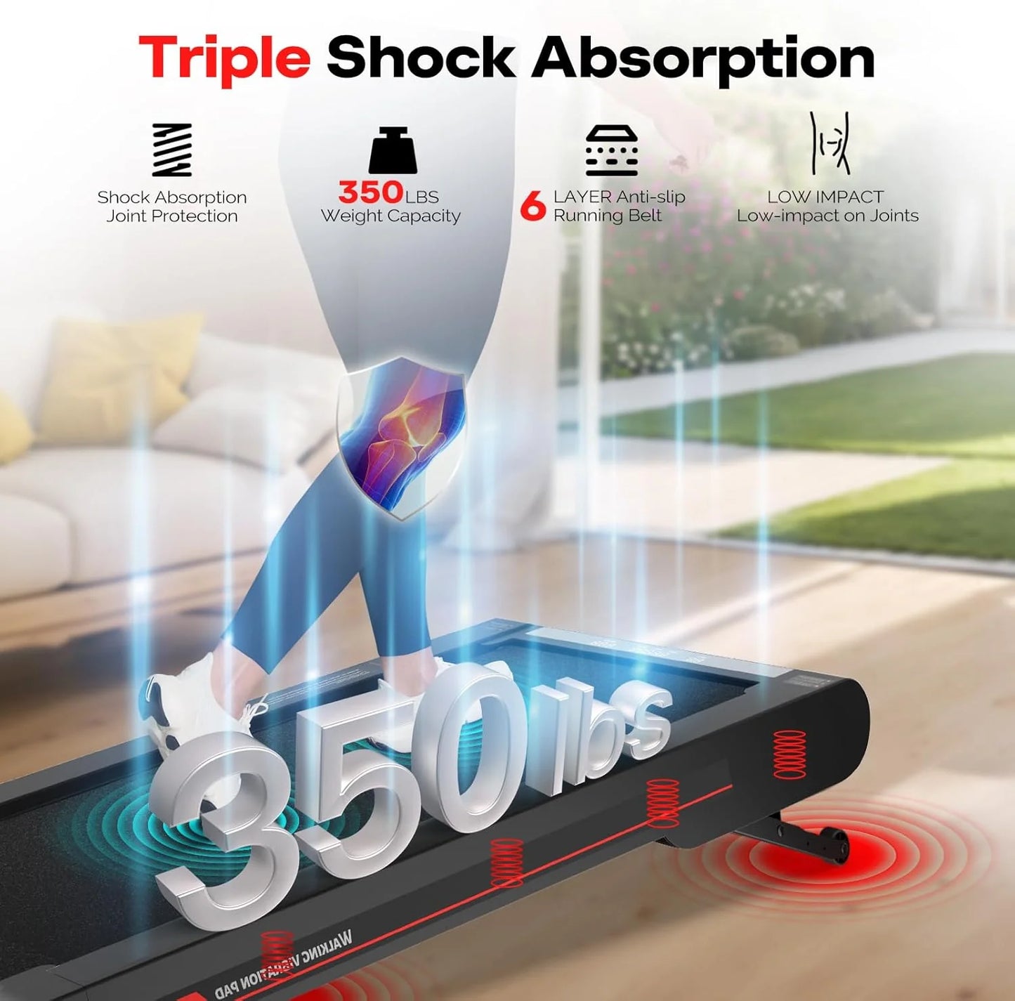 Sperax Walking Vibration Pad with APP, 3 in 1 Under Desk Treadmill, 2.5HP Low Noise Walking Treadmill Pad with Remote Control,Portable Treadmills for Home Office