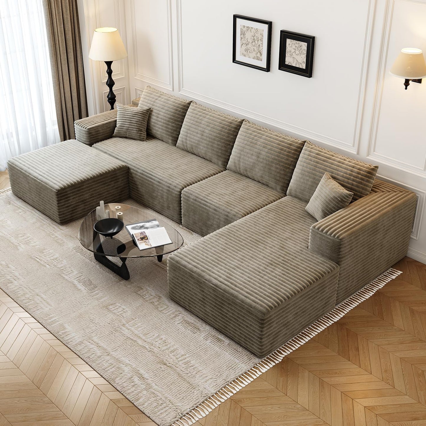 107.5" Cloud Modular Sectional Sofa Couch with L-Shape Chaise,Modern Minimalist Upholstered Couches