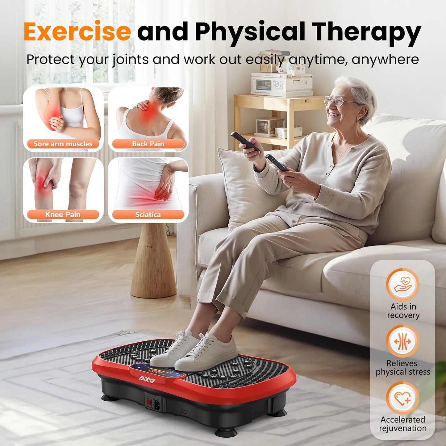 AXV Vibration Plate Fitness Platform Trainer Suitable for men and women to lose weight and burn fat at the gym