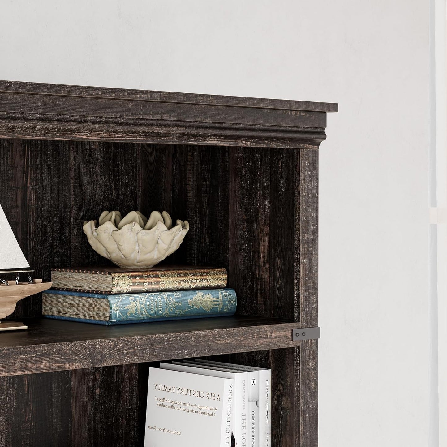 5 Tier Bookcase Farmhouse Book Shelf with Storage Open Display Bookshelves