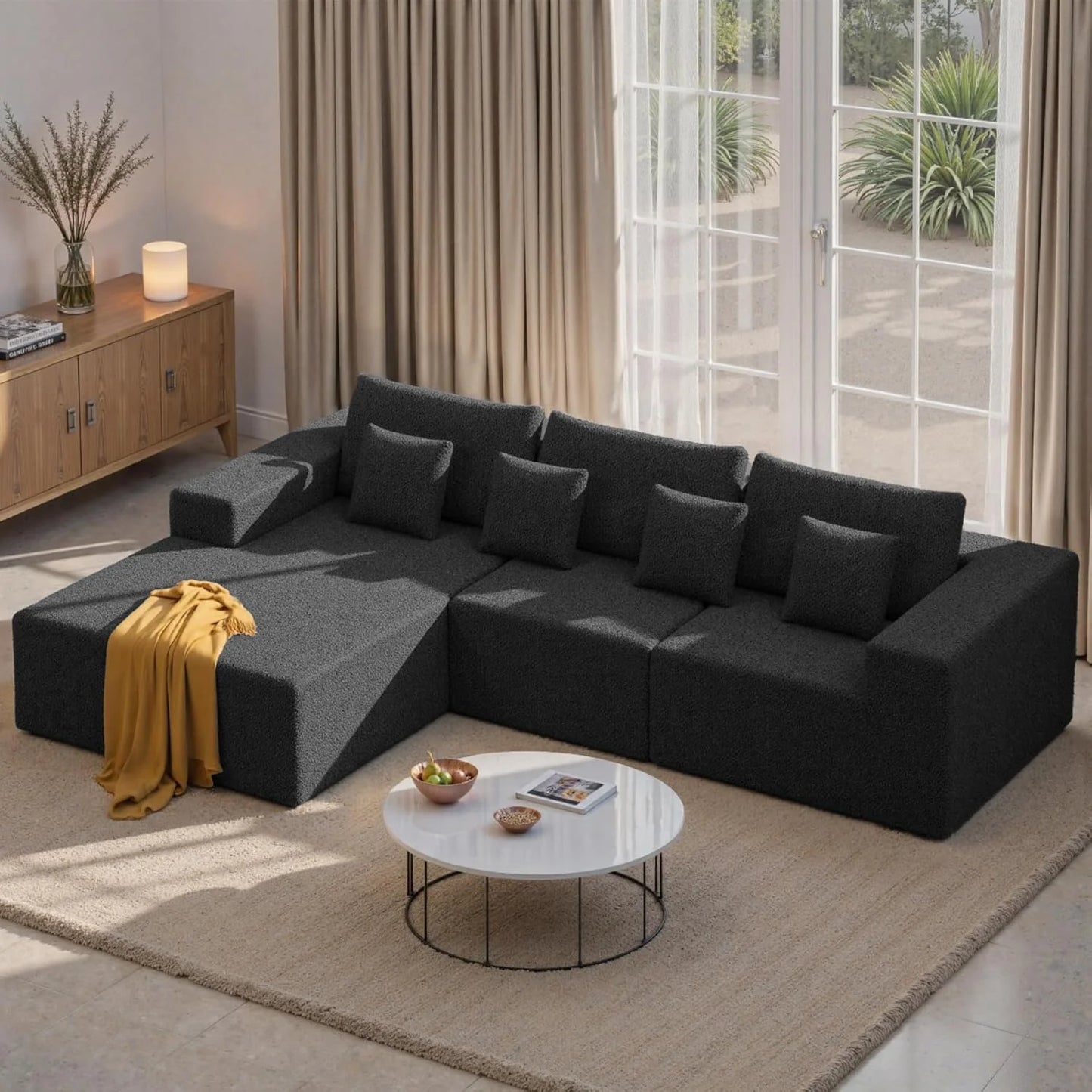 111‘’ Modular Sectional Cloud Couches with L Shaped Chaise