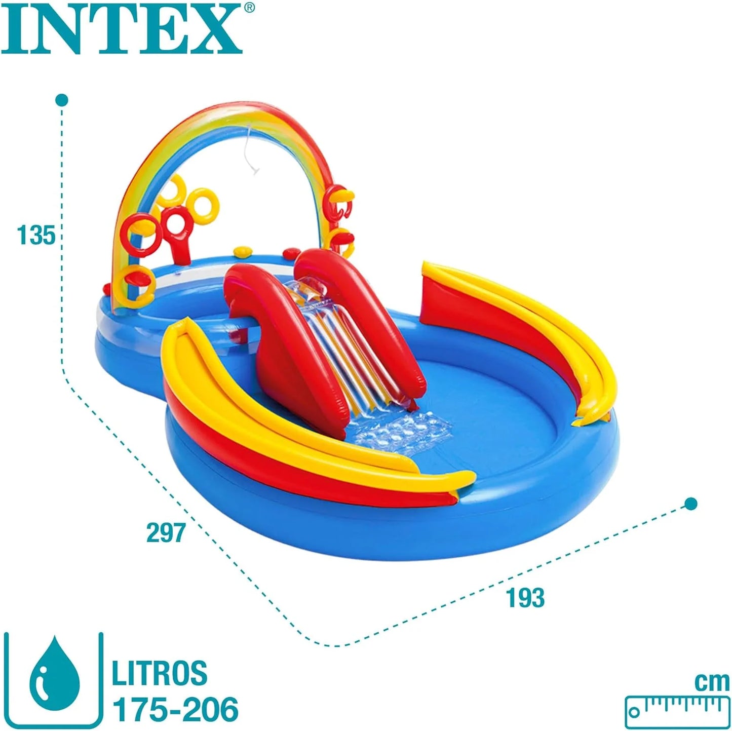 Intex 96" x 78" x 28" Inflatable Jungle Adventure Play Center Spray Kiddie Pool - Backyard Kids Water Slide, Outdoor Blow-Up Splash Pad for Toddlers