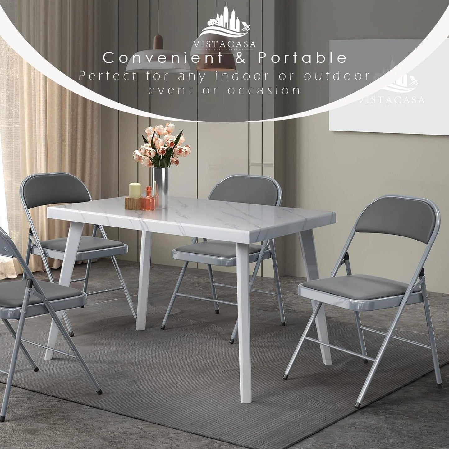 6 Pack Black Folding Chairs with Leather Chairs for Indoor and Outdoor Events Office Wedding Party Upholstered Chairs