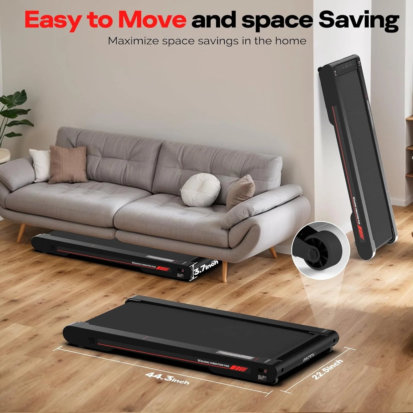 Sperax Walking Vibration Pad with APP, 3 in 1 Under Desk Treadmill, 2.5HP Low Noise Walking Treadmill Pad with Remote Control,Portable Treadmills for Home Office