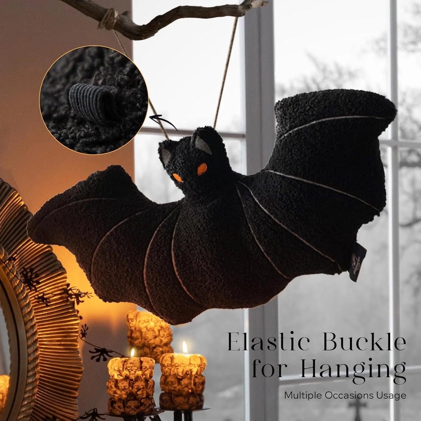 Bat Shaped Throw Pillow Teddy Fleece Embroidery Pillow