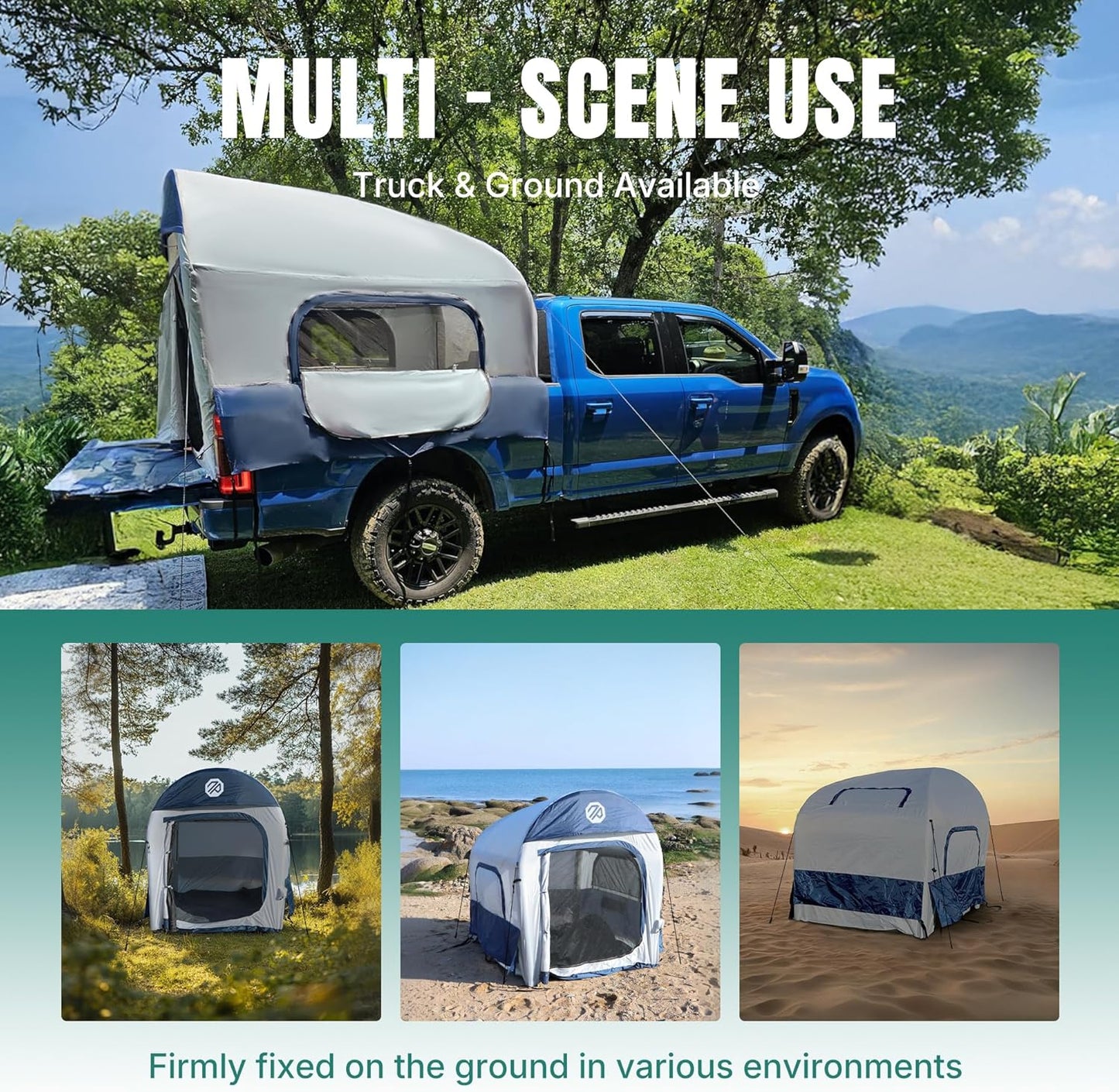 Truck Bed Tent 5.5ft-8ft, Suitable for 2+1 People/Family Inflatable Pickup Truck Tent