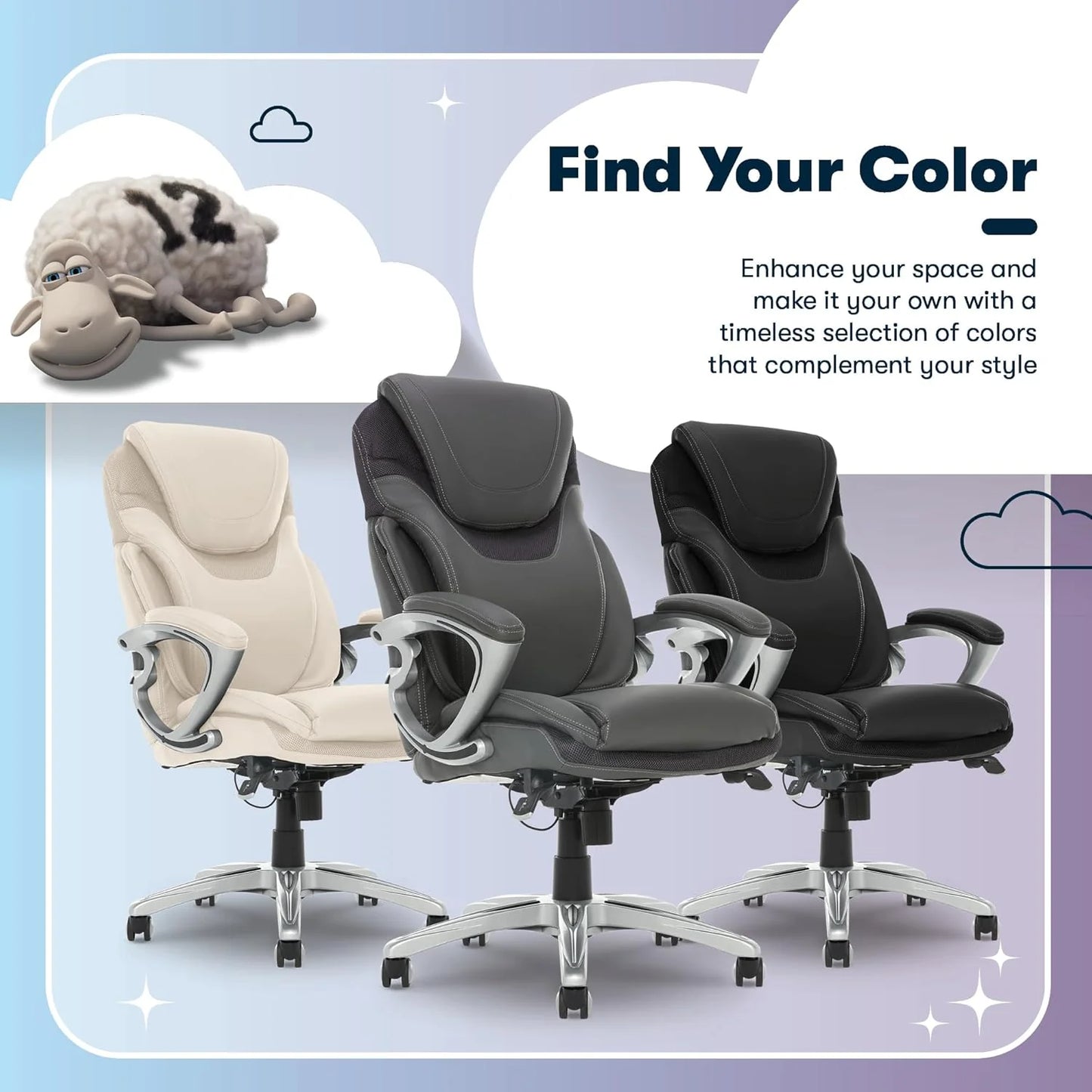 Executive office chair, ergonomic computer desk and chair