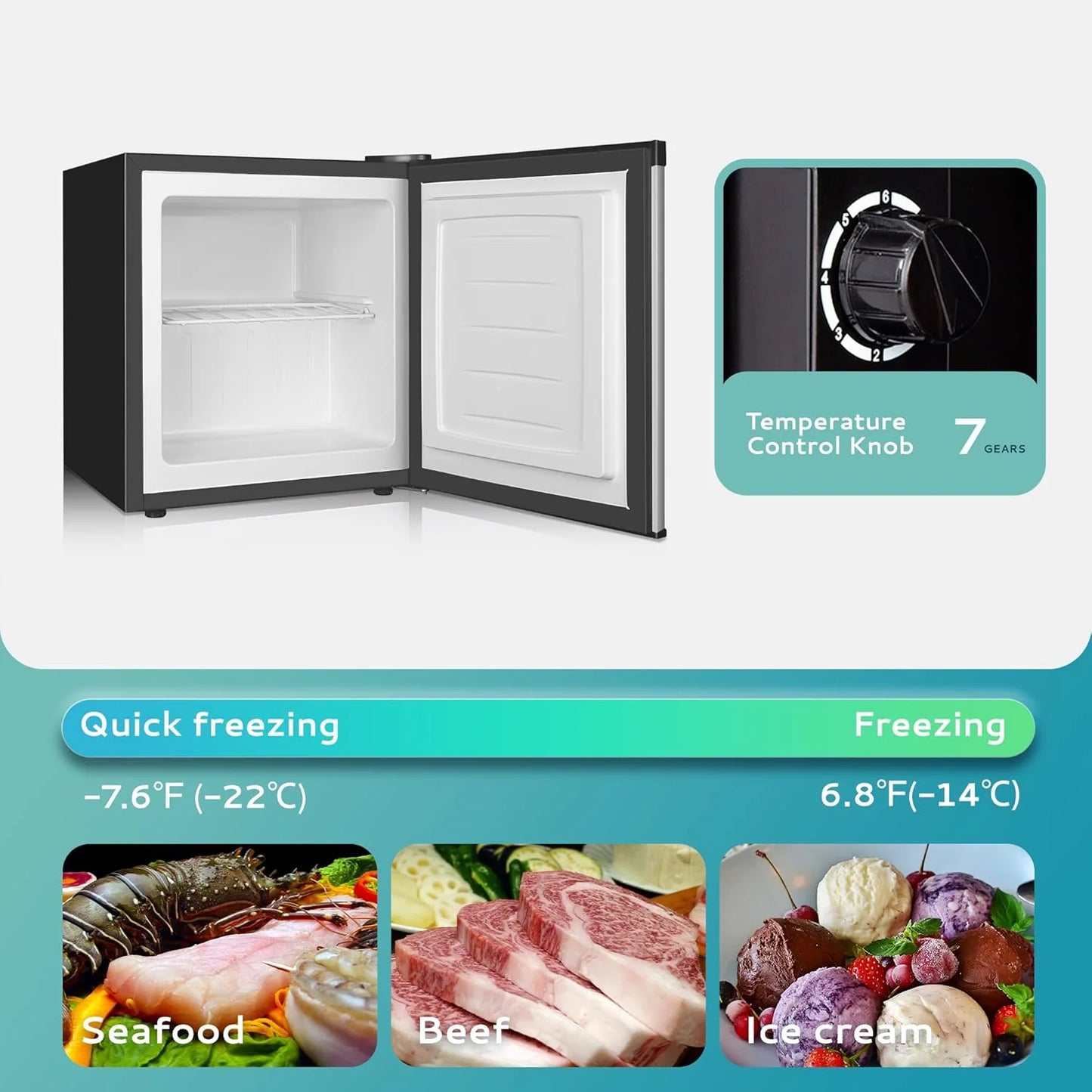 Upright freezer, 3.0Cubic Feet, Single Door Compact Mini Freezer with Reversible Door Small freezer for Home/Dorms/Apartment/Office
