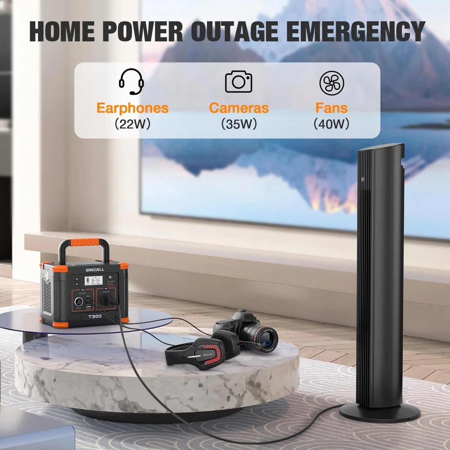 Portable Power Station 300W (Peak 600W),230.88Wh Solar Generator with 60W USB-C PD Output, 110V Pure Sine Wave AC Outlet Backup Lithium Battery for Outdoors Camping Travel Home Blackout