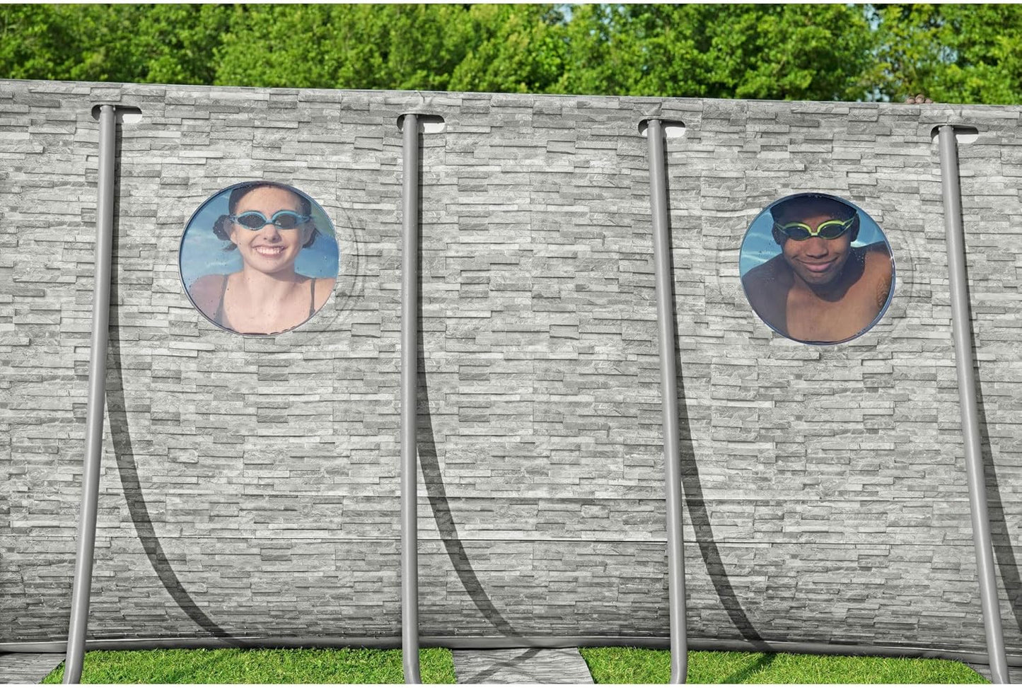 Power Steel Swim Vista Series II 14' x 8' 2" x 39.5" Above Ground Outdoor Swimming Pool Set with 530 GPH Filter Pump, Ladder, and Pool Cover