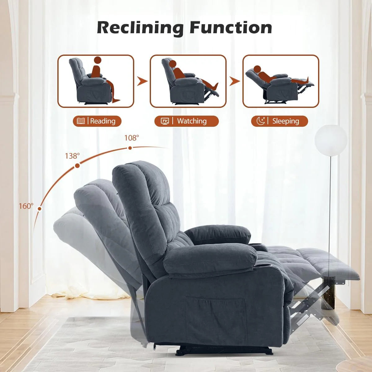 Recliner Loveseat with Cup Holders for Living Room