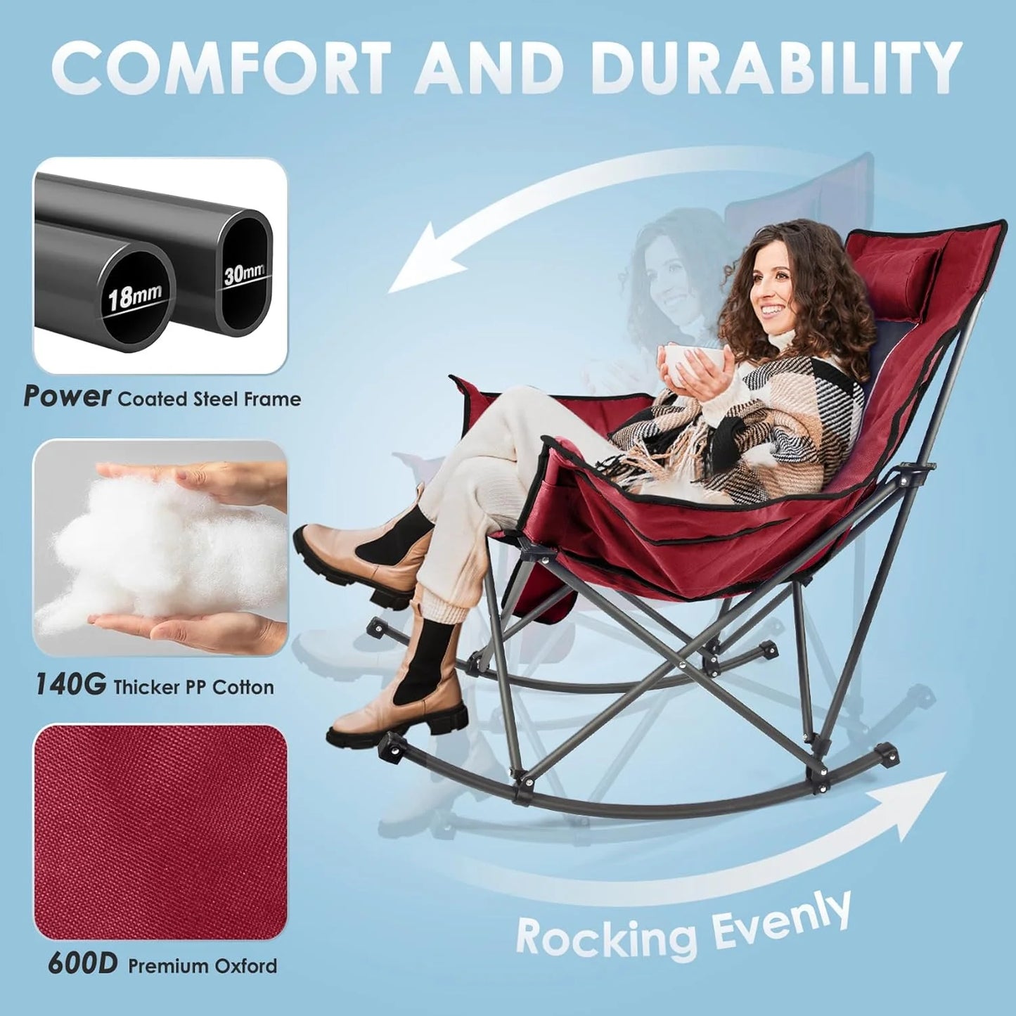 Heated Camping Chair, Extra Large Heated Chair Outdoor Sports Chair with 3 Heat Levels on Back and Seat, Portable Folding Heated Outdoor Chair (Batteries Not Included)