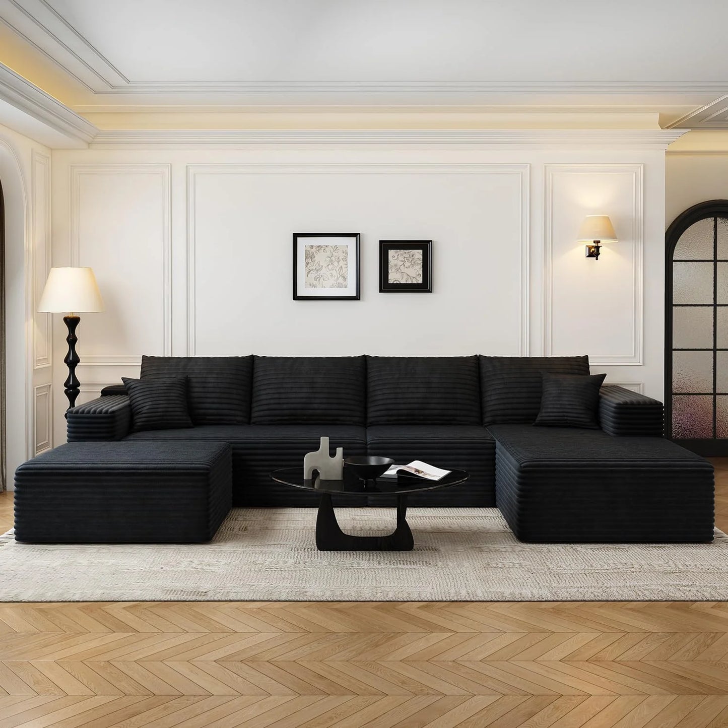 107.5" Cloud Modular Sectional Sofa Couch with L-Shape Chaise,Modern Minimalist Upholstered Couches