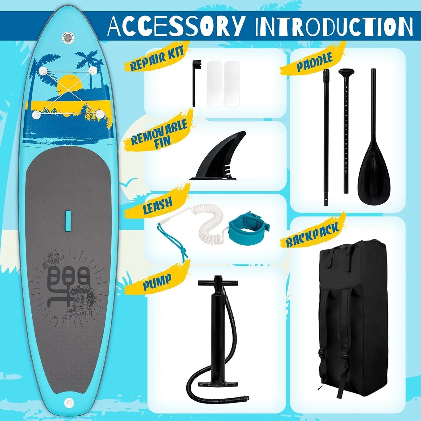 FunWater Inflatable Stand Up Paddle Board with Premium SUP Paddle Accessories, Non-Slip EVA Deck, 11'/10'6' Paddle