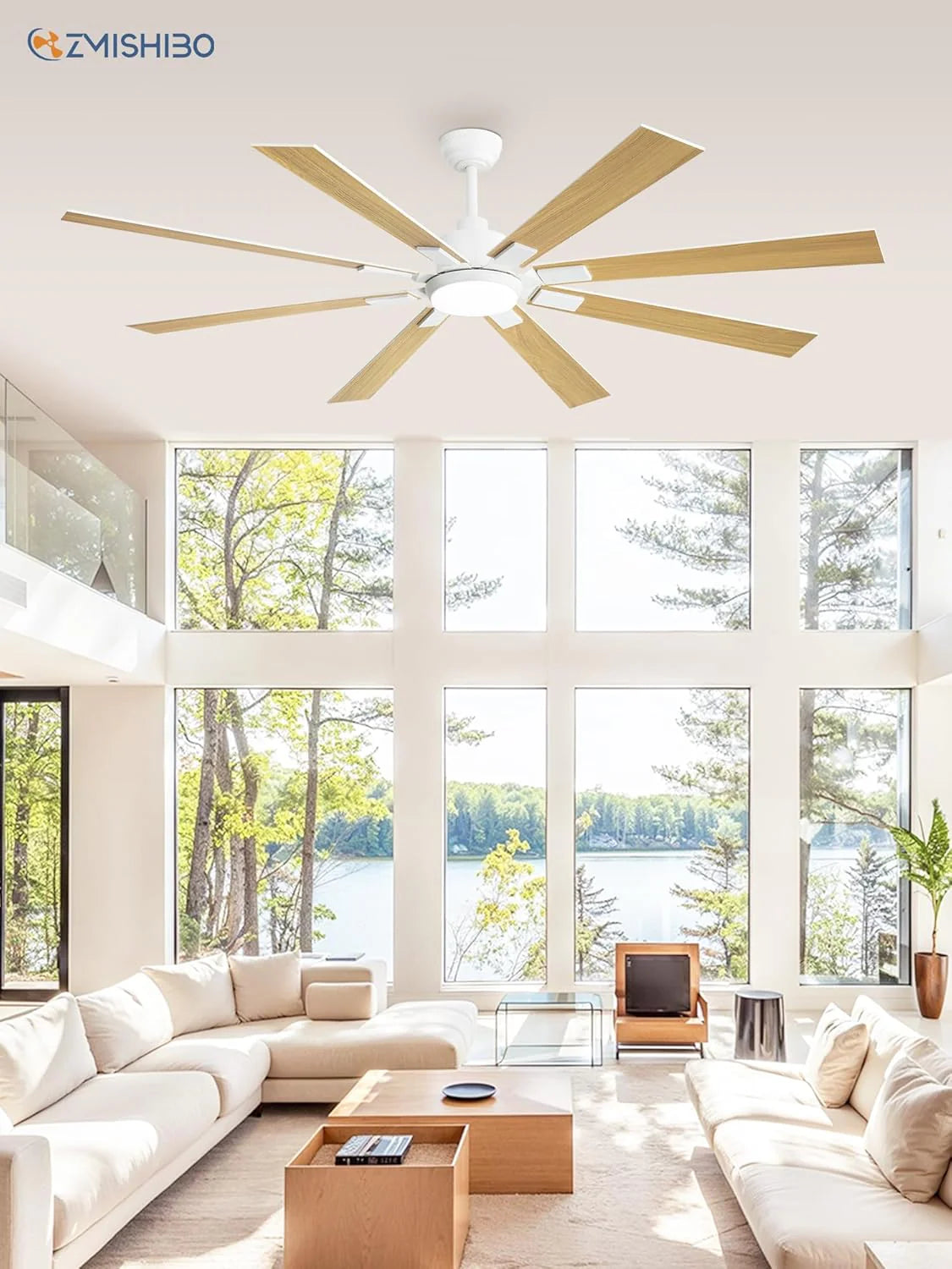 Zmishibo 72-inch large ceiling fan with lighting and remote indoor/outdoor