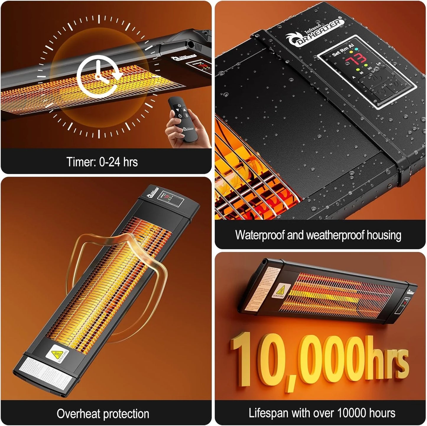 Smart greenhouse heater with built-in temperature control and digital thermostat