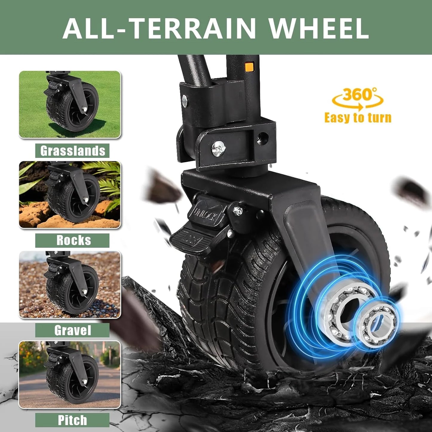 Double Decker Wagon Heavy Duty Collapsible, 600LBS 400L Capacity Foldable Utility Cart with Big Wheels