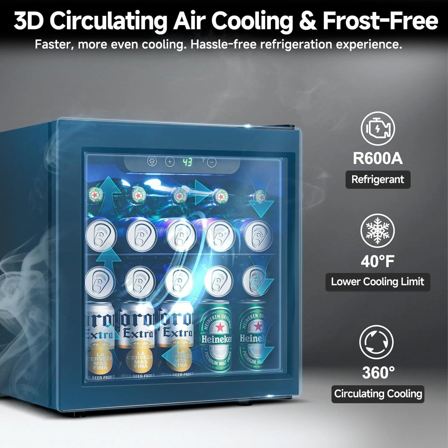 Beverage Refrigerator Cooler - 126 Can Mini Fridge Glass Door for Drinks Soda Beer Wine - Small Refrigerator for Office Bedroom Home Bar, 4 Adjustable Shelves, 3.2 Cu.Ft, Silver