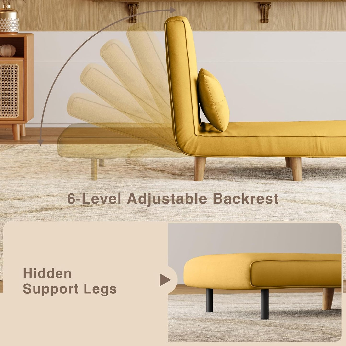 3-in-1 sleeper chair bed, convertible chair bed futon sofa with adjustable backrest