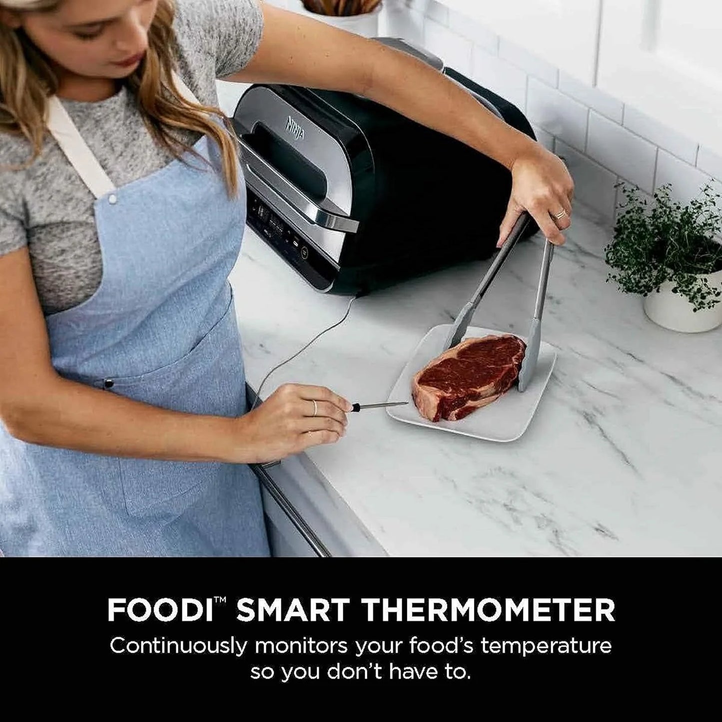 Ninja Foodi Smart XL 6-in-1 Indoor Grill with Air Fry, Bake, Roast, Broil, and Dehydrate, Smart Thermometer