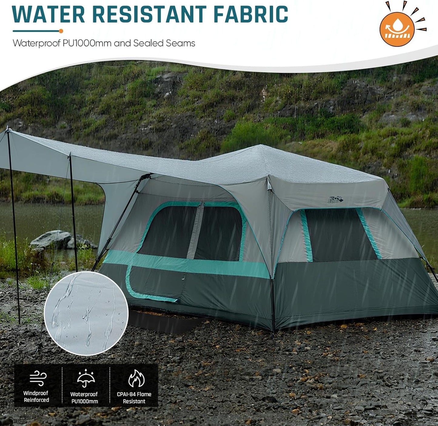 Quick-opening tent, family camping tent, pop-up camping tent, large waterproof tent for outdoor camping
