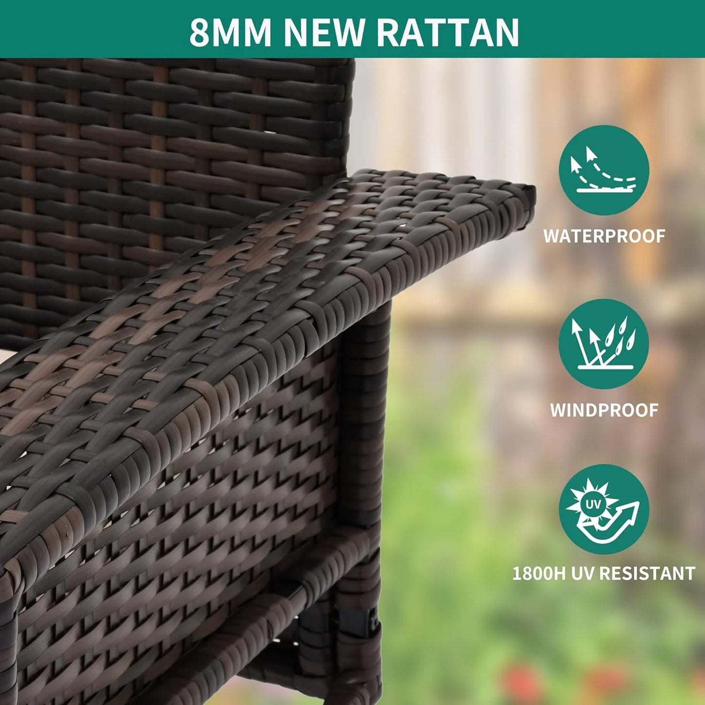 YITAHOME Hanging Porch Swing Chair Sits 3 People, Wicker Outdoor Swing Bench, Patio Lounge Chair, 1 Seating Cushion and 3 Back Cushions, w/Removable Covers, for Garden, Balcony, Backyard, Brown