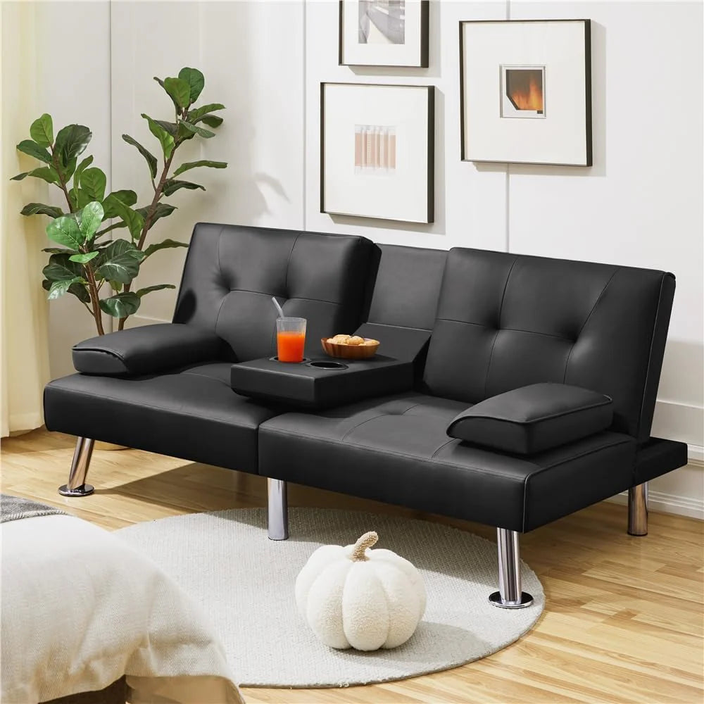 Convertible Sofa Bed Modern Imitation Leather Home Recliner Flip Double Sofa Folding Sofa Bed Guest Bed