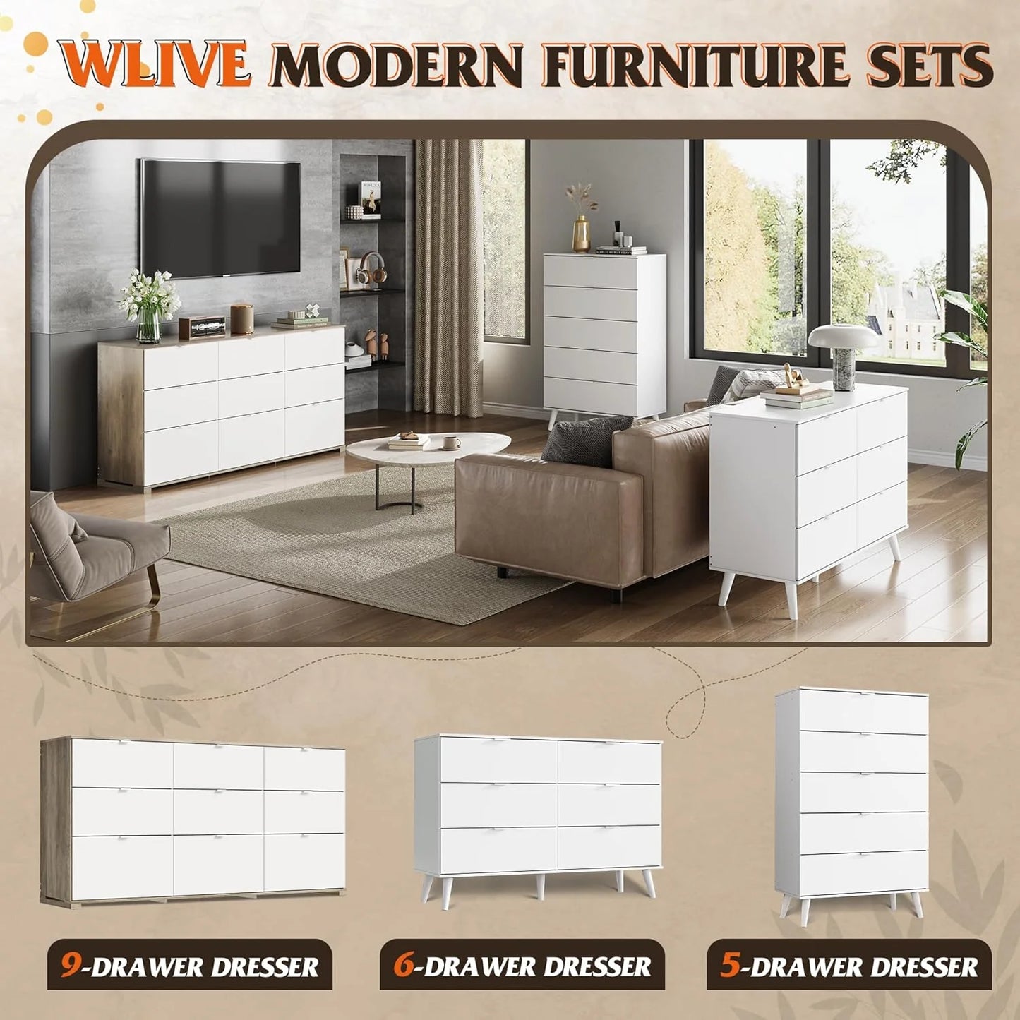 9 Drawer Led Dresser for Bedroom, 58.35'' Wide Wood Dresser Storage Organizer with Power Outlets for 65'' TV, Dressers with Open Shelves