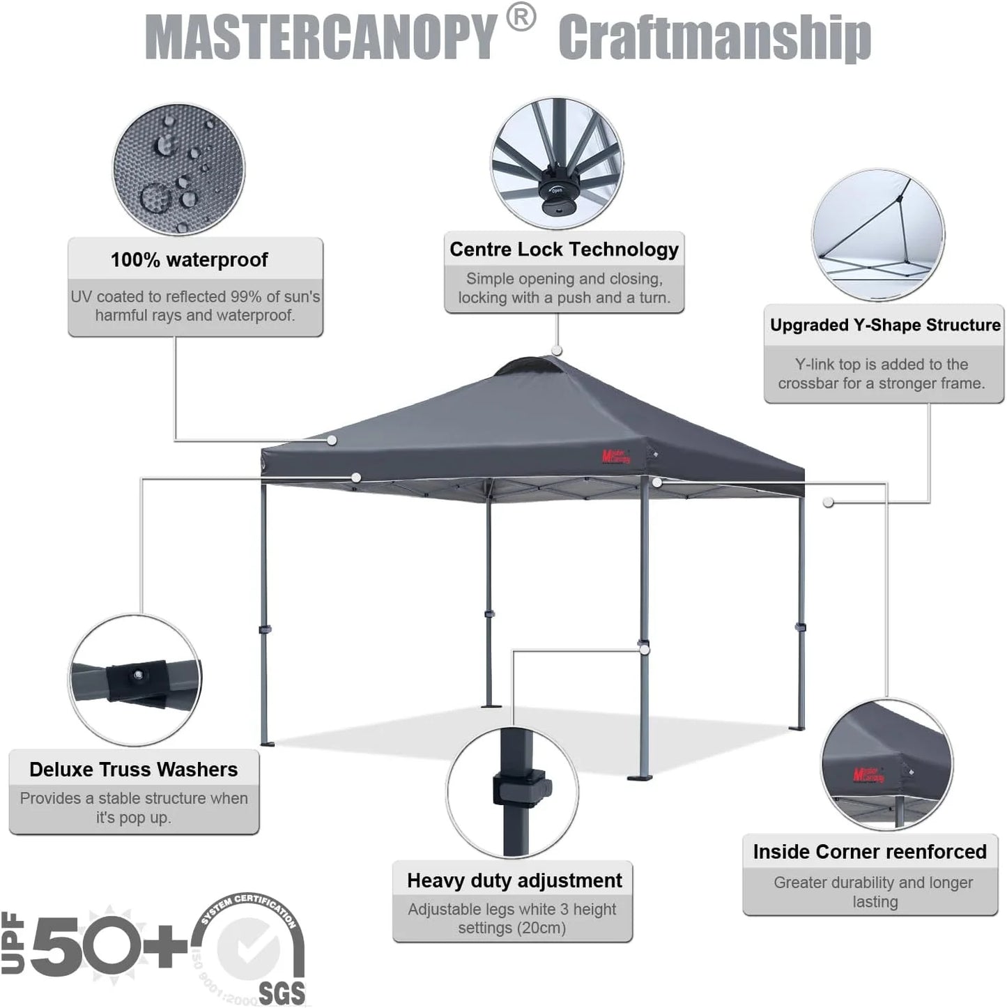 Durable Pop-up Canopy Tent with Roller Bag (10x10, Black)