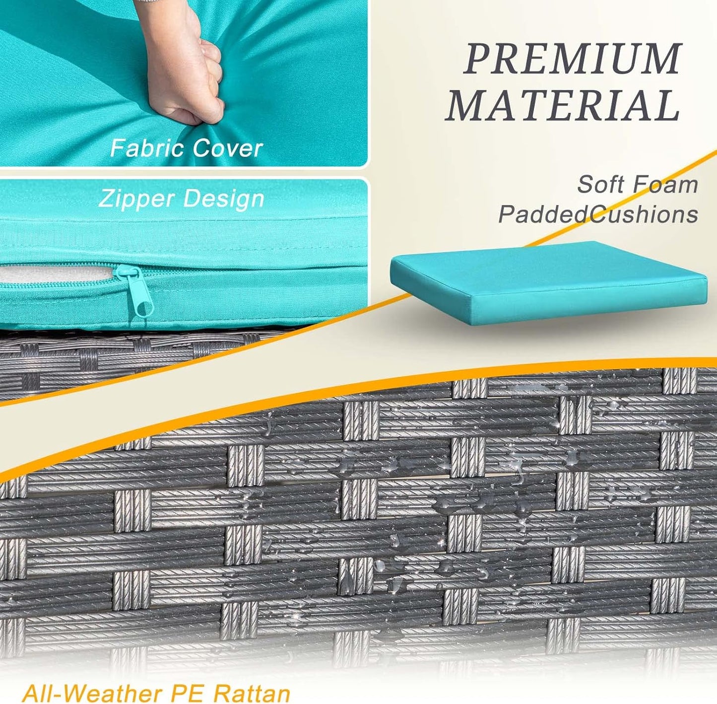 Flamaker 3 Pieces Patio Set Outdoor Wicker Furniture Sets Modern Rattan Chair Conversation Sets with Coffee Table for Yard and Bistro (Black)