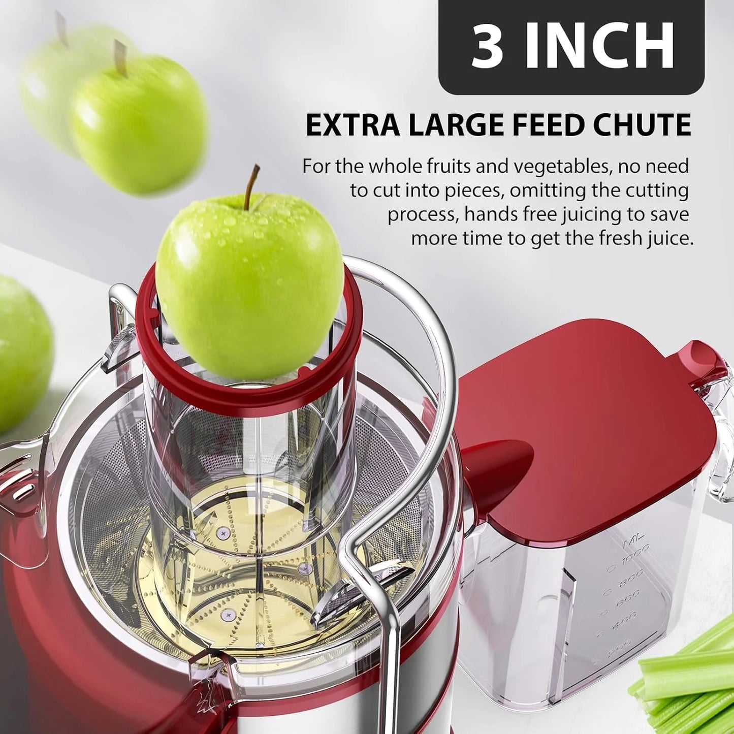 1300W KOIOS Centrifugal Juicer with Extra Large 3" Feed Chute and Titanium Filter
