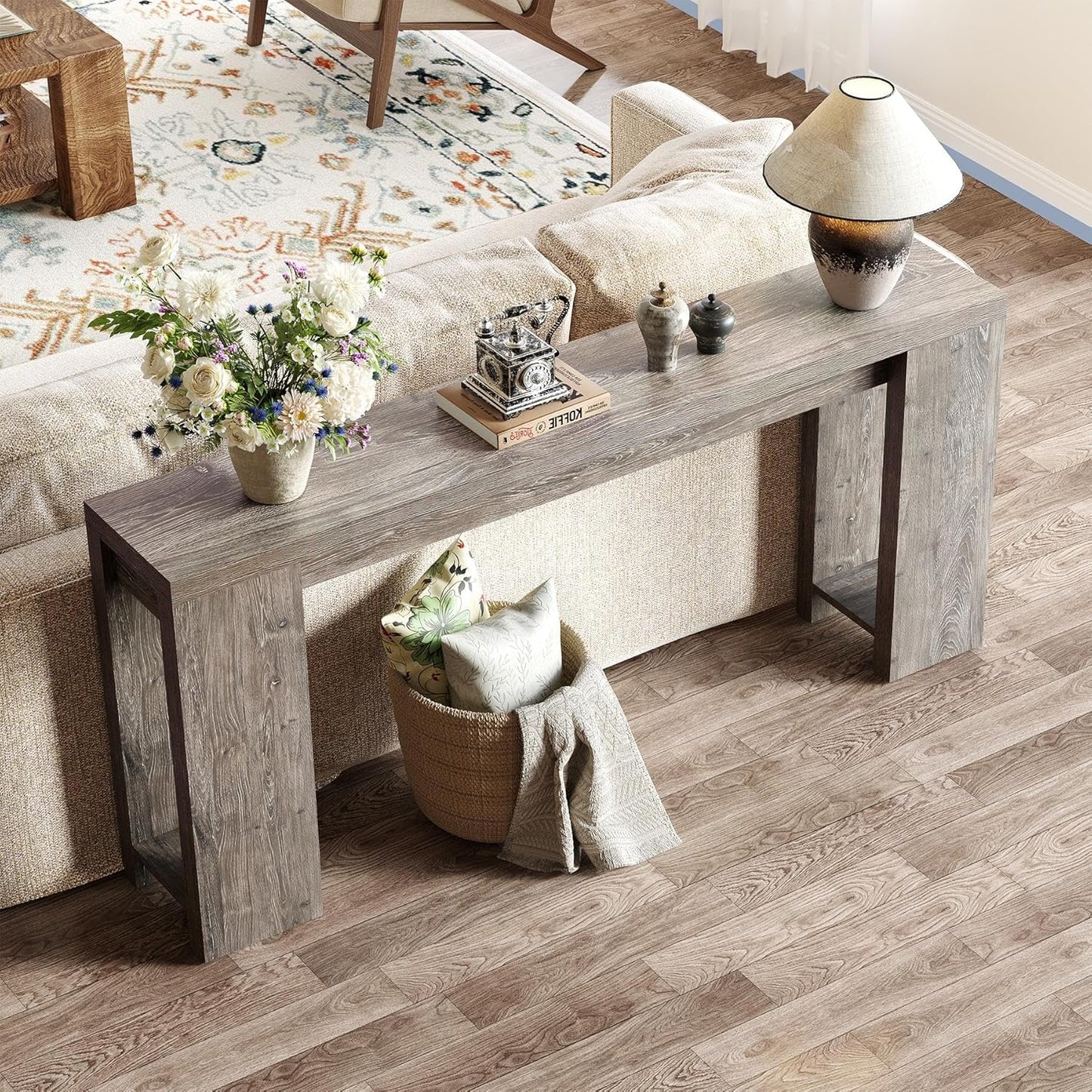 70.9-Inch Long Console Table Narrow Sofa Table Behind The Couch