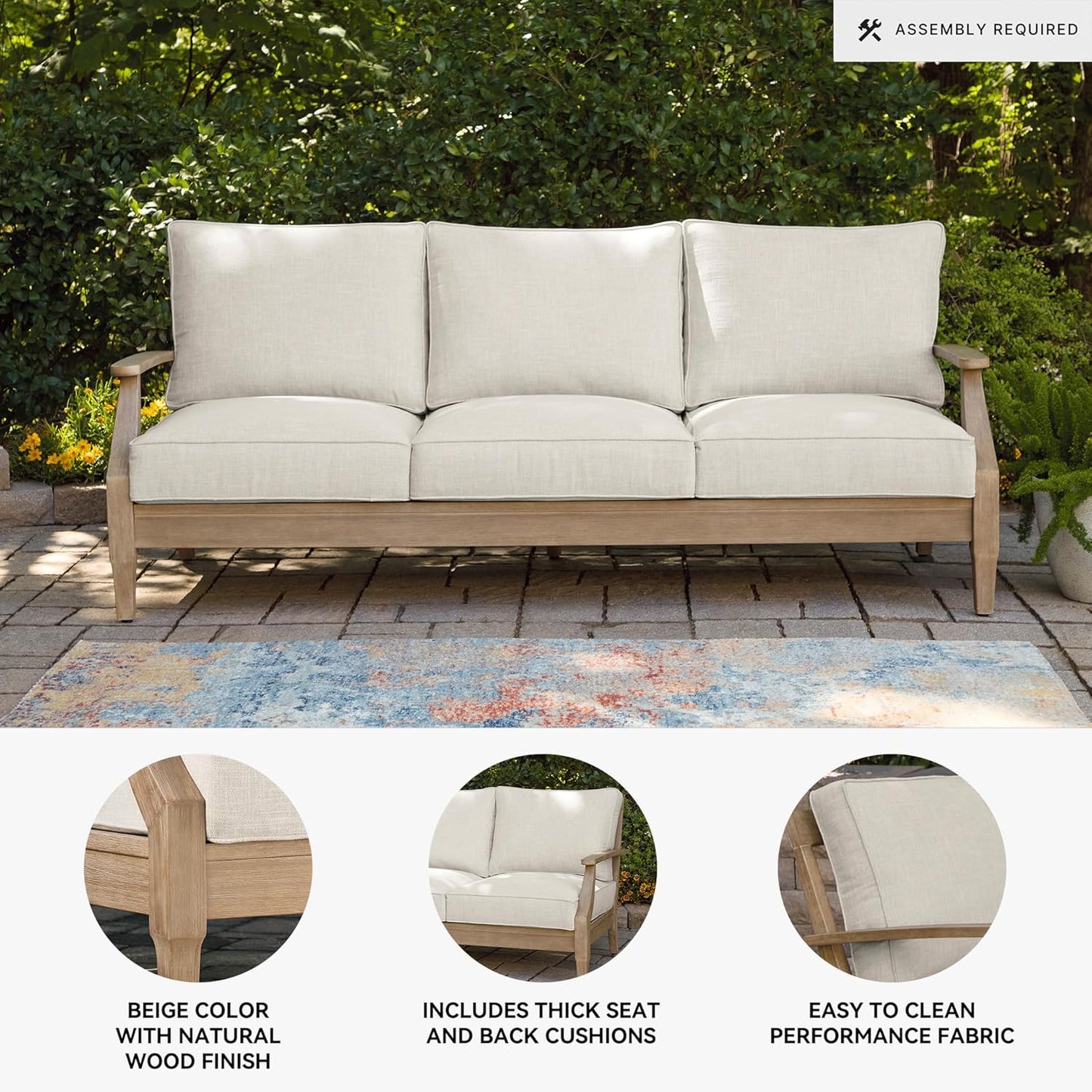 Coastal view outdoor terrace eucalyptus sofa