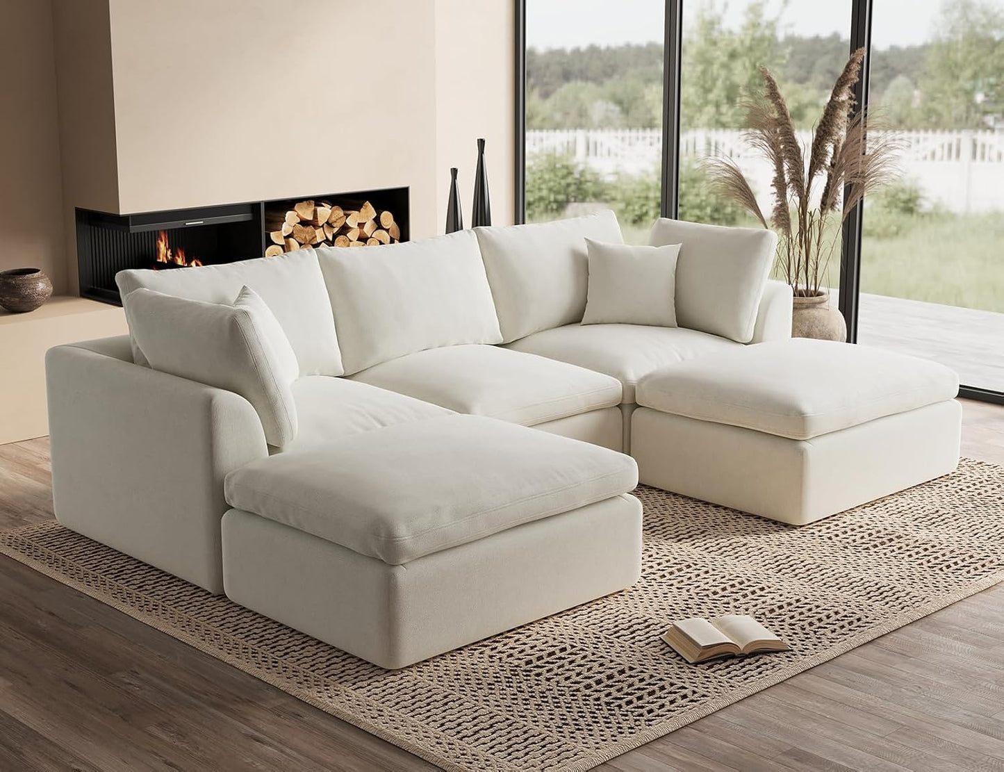 110 inch cloud sectional sofa for living room, convertible L-shaped sofa 3 seater sectional sofa