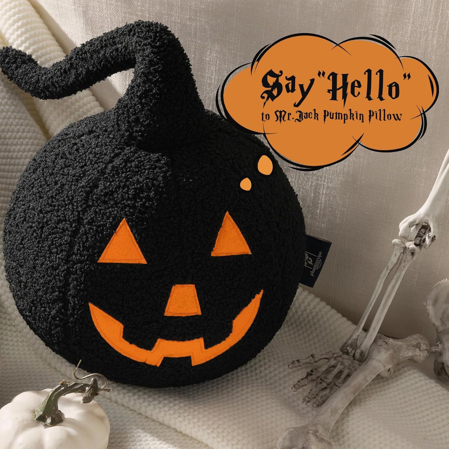 Happy Halloween Pumpkin Shaped Throw Pillow