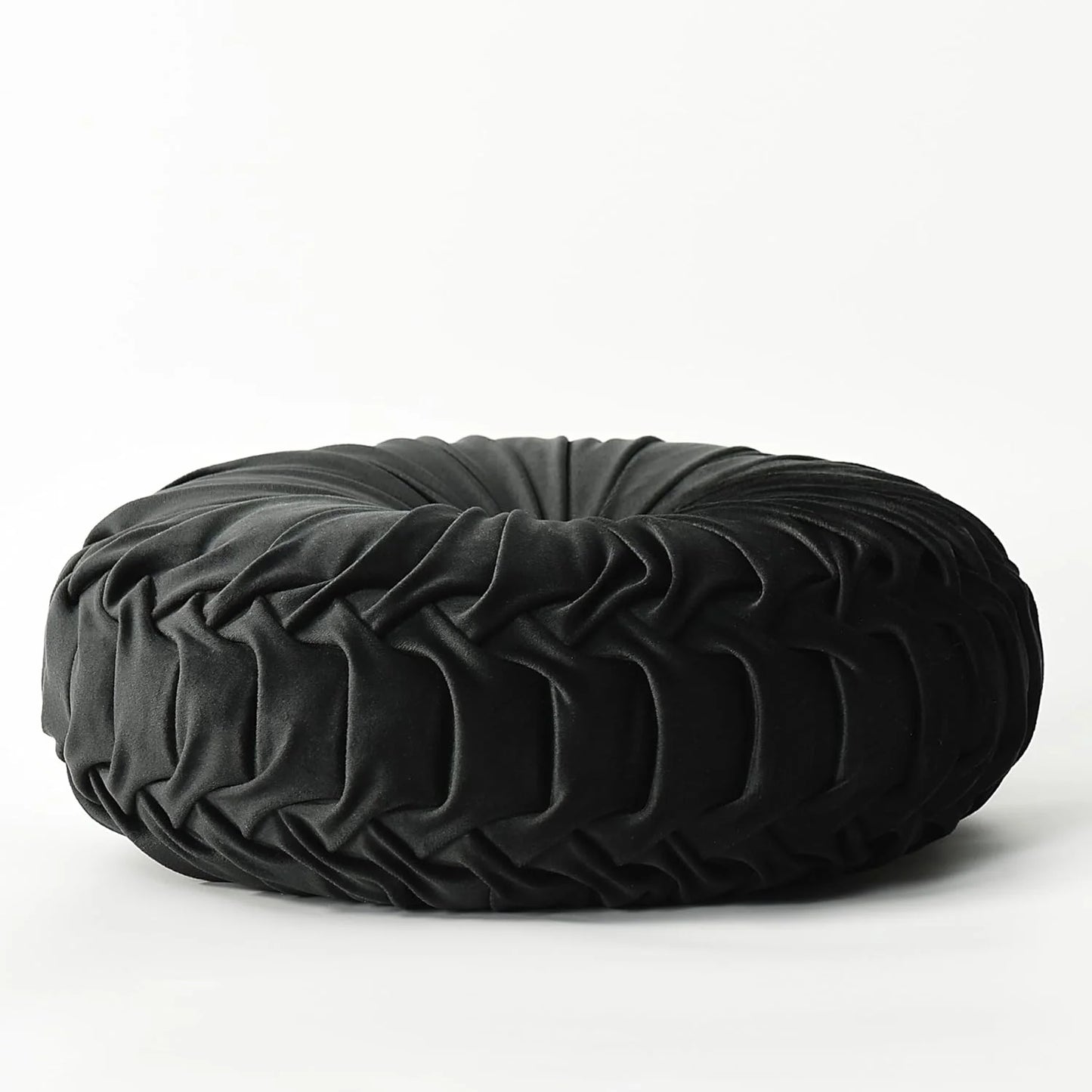 Set of 2 Decorative Round Pleated Throw Pillows