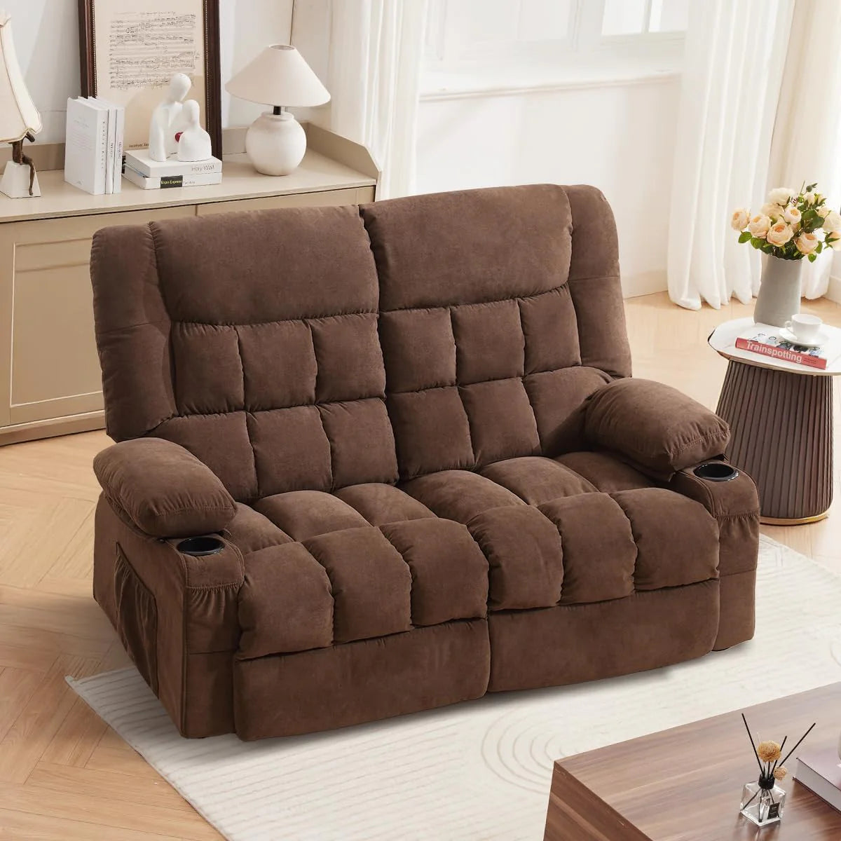 Recliner Loveseat with Cup Holders for Living Room