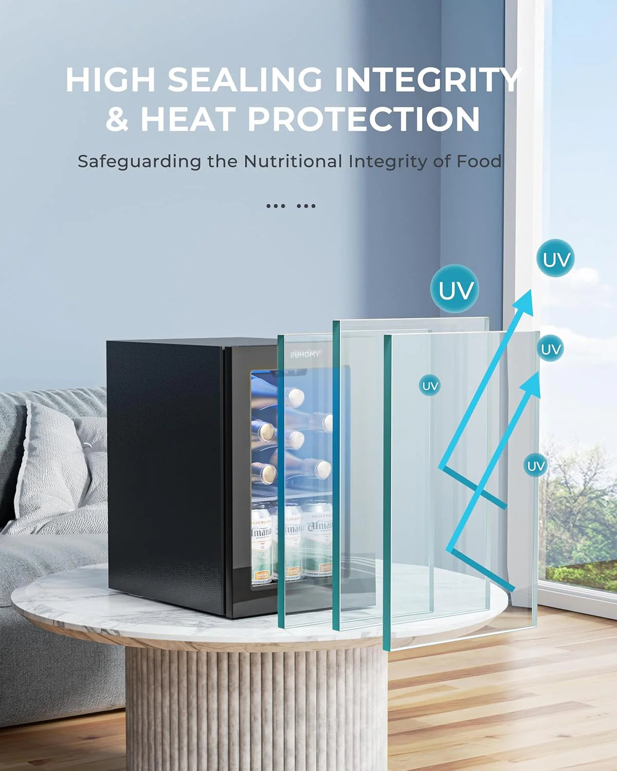 EUHOMY Beverage Refrigerator Cooler, 130 Can Mini Fridge with Glass Door for Soda Beer or Wine, Beverage Cooler for Home, Office, Bar with Adjustable Removable Shelves, Silver