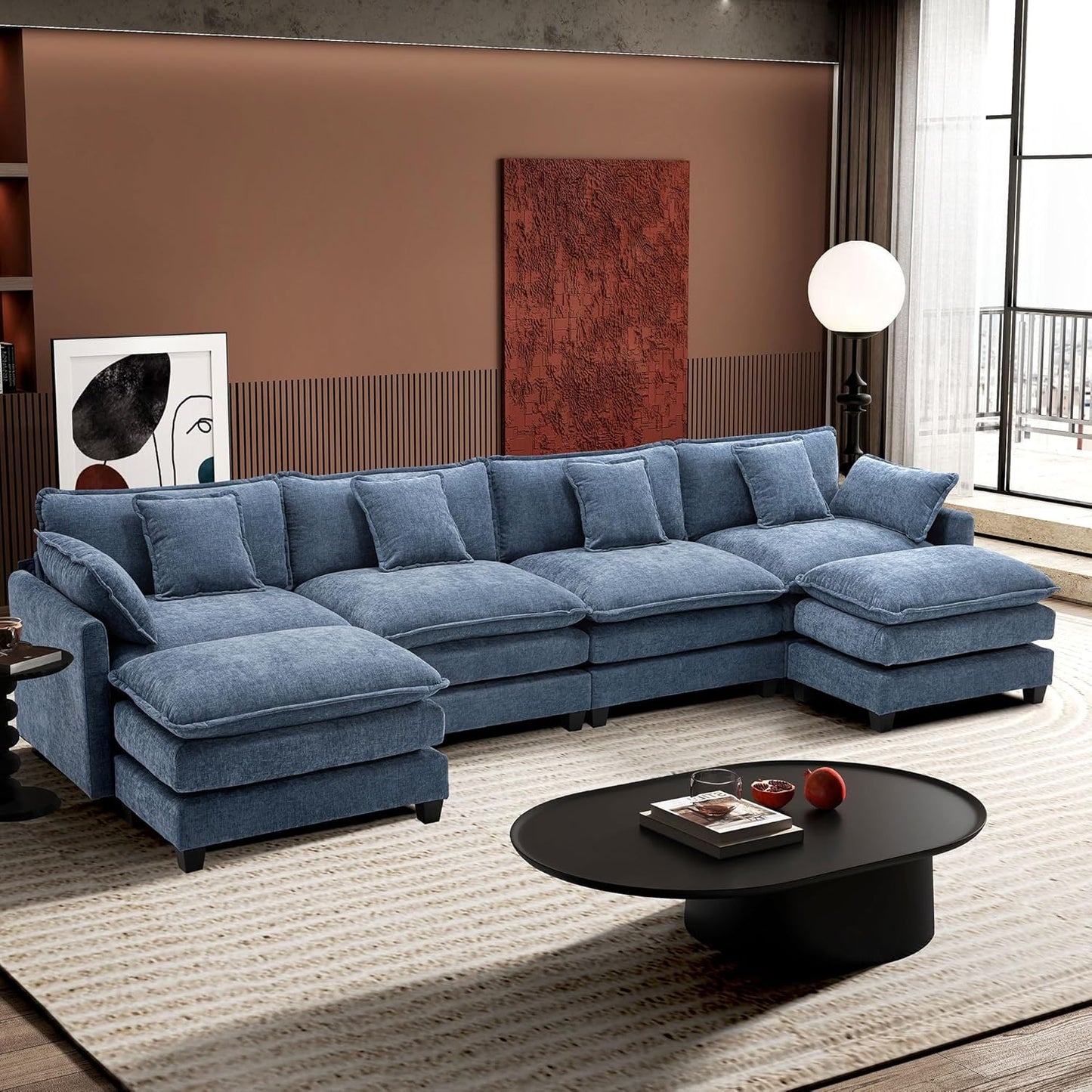ihanherry 146-inch U-shaped modern sofa modular area cloud sofa
