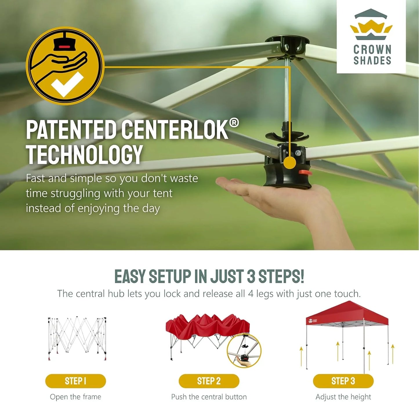 10x10 Pop-Up Awning - One-Click Installation Beach Tent - Outdoor Sunshade Silver Coated Top, 3 Heights and 4 Sand Pockets