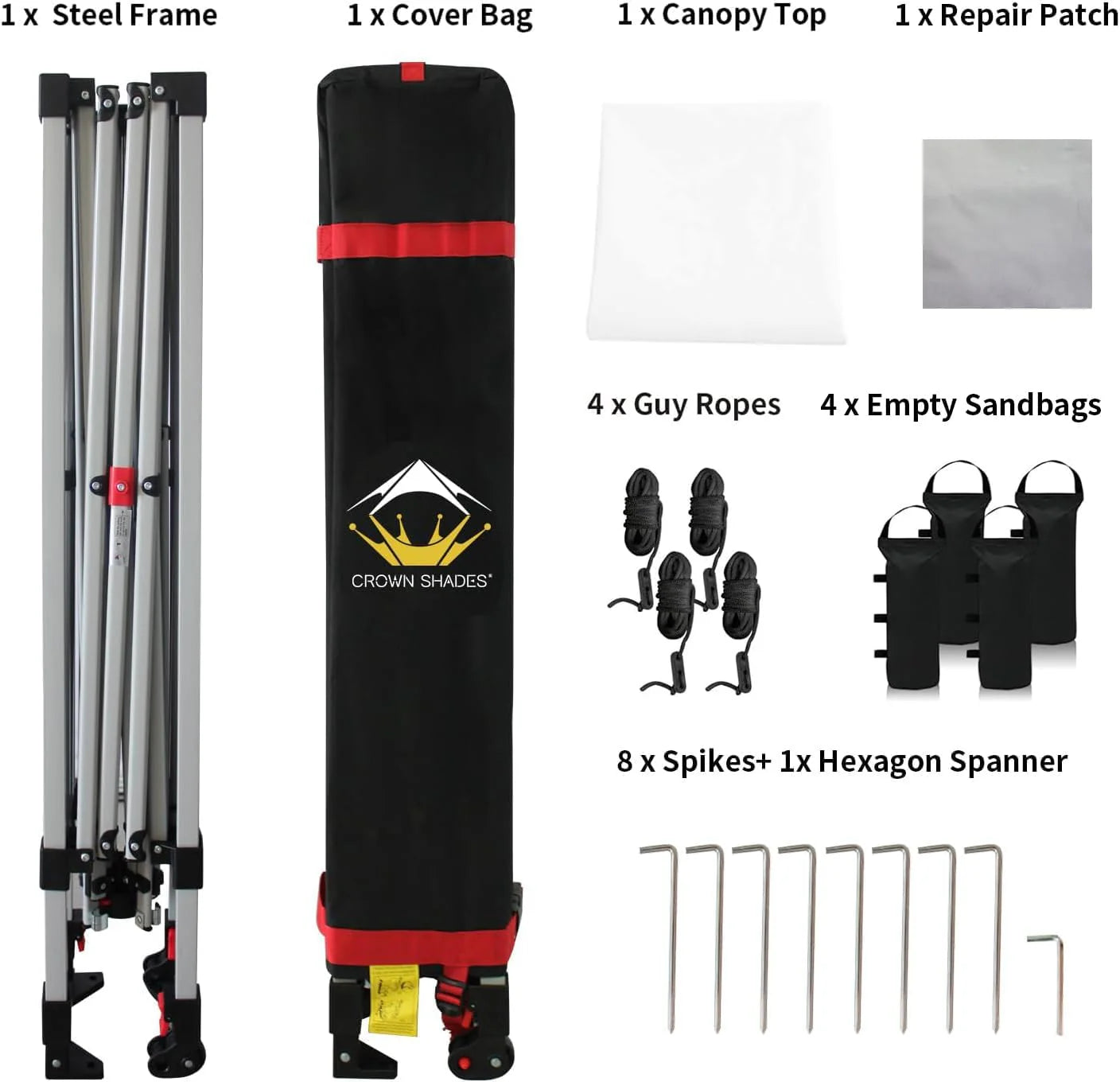 10x10 Pop-Up Awning - One-Click Installation Beach Tent - Outdoor Sunshade Silver Coated Top, 3 Heights and 4 Sand Pockets